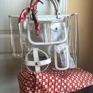 Bally Clear vinyl Tote with pouch VINTAGE